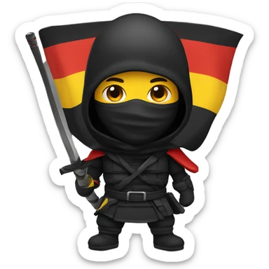 only one normal emoji 😀 like a ninja style- colors black, red, yellow like german flag sticker