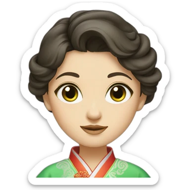 Brunette green eyes lady wear Chinese traditional clothes  sticker