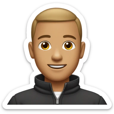 boy with light tanned skin, short buzz cut, no facial hair, wearing a smart quarter zip jumper. sticker