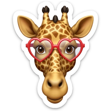 Giraffe with heart Glasses sticker