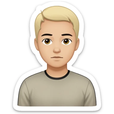 Create a stylized illustration of this person using the previously referenced comic style. Bold black outlines, flat colors, graphic novel look, neutral standing pose, consistent face proportions. sticker