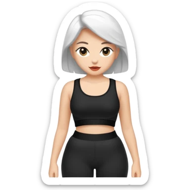 Siyah uzun saçlı siyah ceket  polar ceket ceket gevşek biraz omzundan çıkıyormuş gibi ve bugday ten rengi soltaraftaki omzundan çıkık sadece içinde de siyah crop var crop  sticker