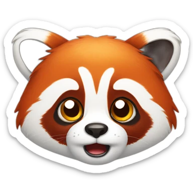 shocked cute red panda face sticker
