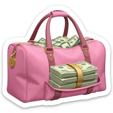  a pink duffle bag filled to the brim with cash sticker