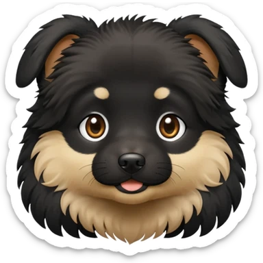 a little cute black dog saying "默默哒" sticker