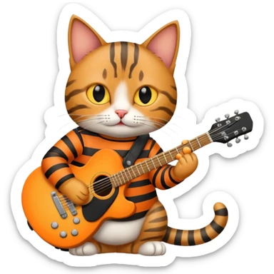 rockstar cat who plays guitar sticker