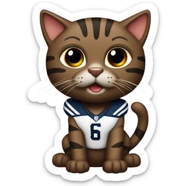 Dark brown tabby cat quarterback sticker