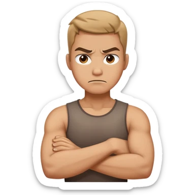 arms crossed holding neck angry sticker