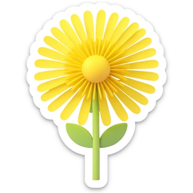 yellow dandelion, 3d ios style, soft pastel colors, smooth shapes, light shadow, modern minimalism, no text sticker