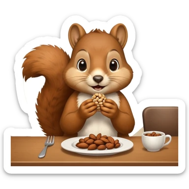 squirrel at a restaurant table sticker