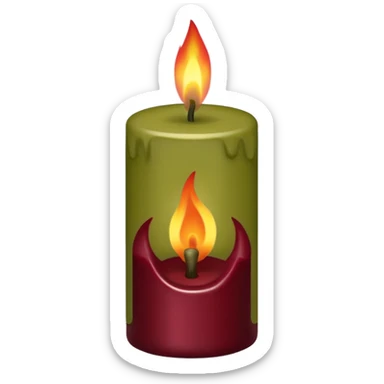 iOS emoji : olive green candle with burgundi flame  sticker