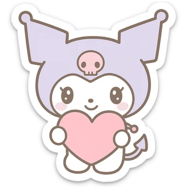 Kuromi character holding a heart, kawaii style sticker