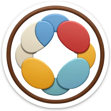 Ikigai concept as a single, simple emoji, harmonious balanced symbol with a calm positive expression, inspired by Japanese minimalism sticker