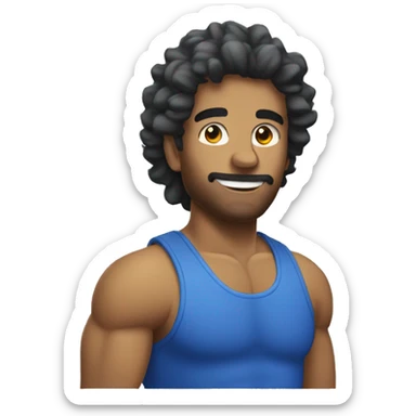 Gas muscler avec les cheveux bleus  sticker