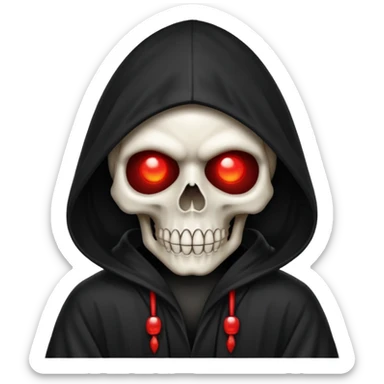 skull with glowing red eyes in a hooded robe sticker