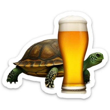 beer next to a turtle on its back sticker