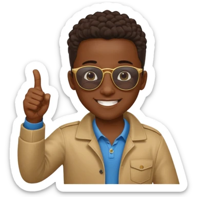 Creat light black kid with this "👍, 👈, 😀, 😎, reaction and make him habesha sticker