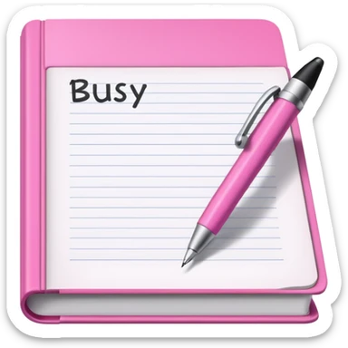 big open pink book and note pen add on it the word BUSY sticker