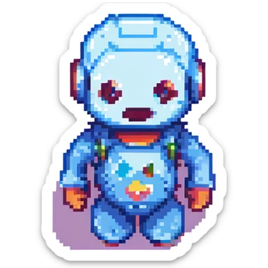 AI icon, pixel art style, retro 8-bit look, blocky pixels sticker