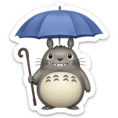 Totoro holding an umbrella sticker