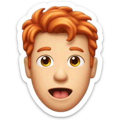 a red-haired guy sticking out his tongue and squeezing his eyes sticker