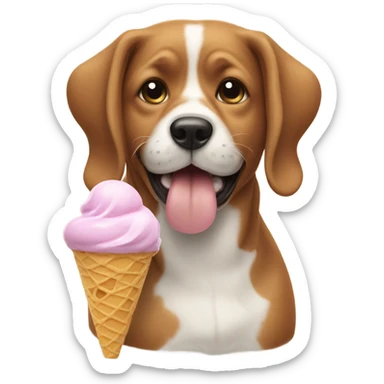 Dog eating ice cream sticker