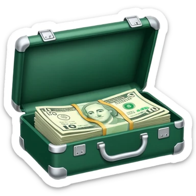 
banknotes in an open dark green case sticker