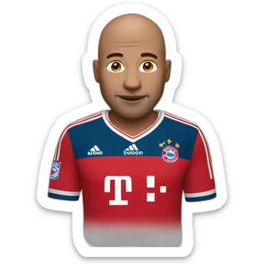 Bald guy with Bayern Munich jersey sticker