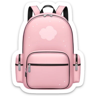 Pack & Go
 travel backpack with small sparkles around it, symbolizing excitement for a new journey. Simple flat style, pastel tones, white background. sticker