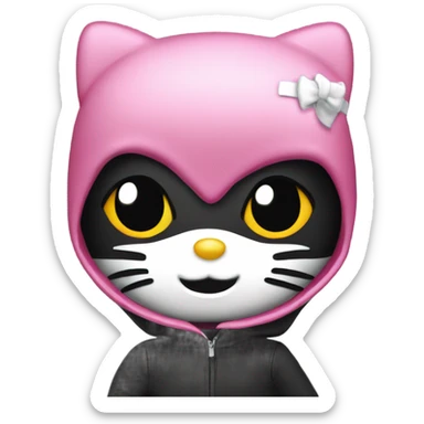 Hello kitty with black balaclava  sticker