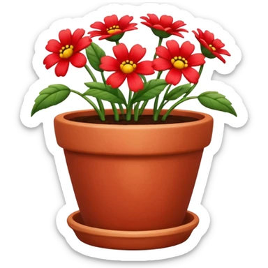 flower pot with red flowers sticker