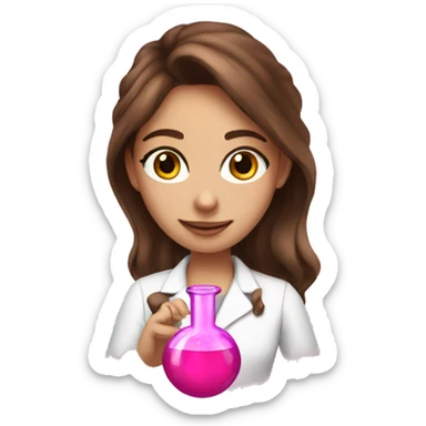 beautiful girl with brown hair doing pink chemistry  sticker