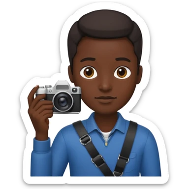 Make a a fully jet black person hold  camera sticker