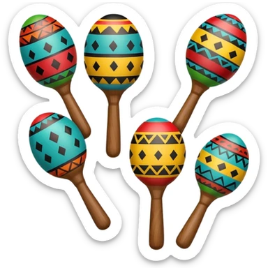 Colorful maracas with tribal patterns and small bead sounds.


 sticker