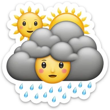 a sun with a large cloud blocking it with rain no face at all sticker
