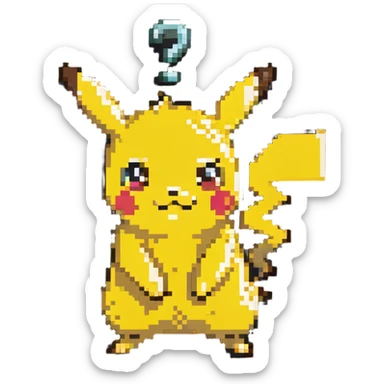 confused Pikachu with question mark sticker