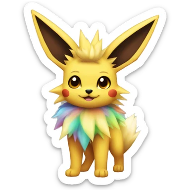 Jolteon-Flareon-Eevee with colorful stripes full body sticker