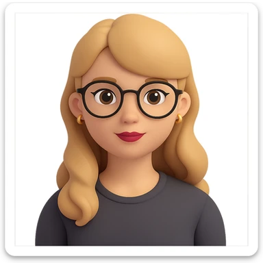 Add glasses to the girl with light brown hair, style general, with transparent background. sticker