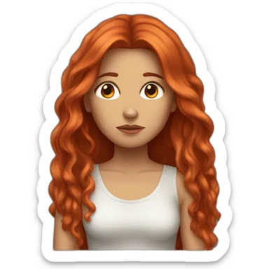 womam with long redhair sad sticker
