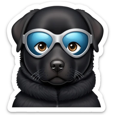 Black lab with ski mask sticker