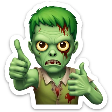 zombie with green skin giving thumbs down sticker