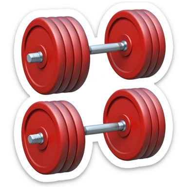 A simple dumbbell with two round weights, symbolizing fitness and strength. Minimal details, flat colors, emoji-like design. sticker