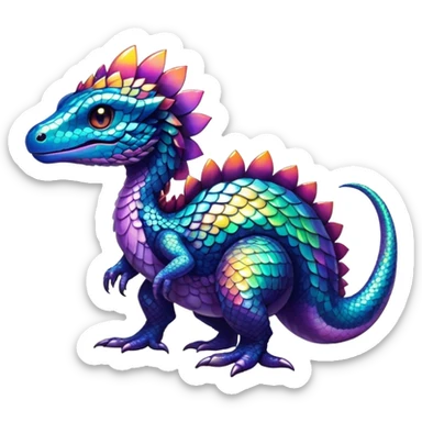 Vibrant dark dull Randomly-colored sparkly exotic Fakémon-creature sticker