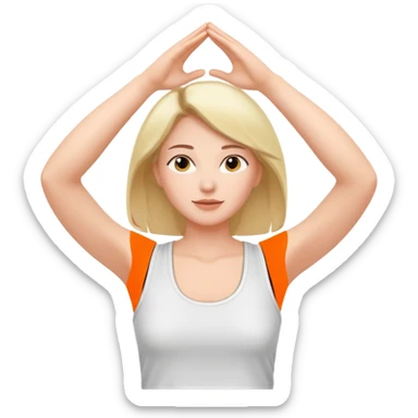 A woman who just woke up, stretching lazily with her hands raised sticker