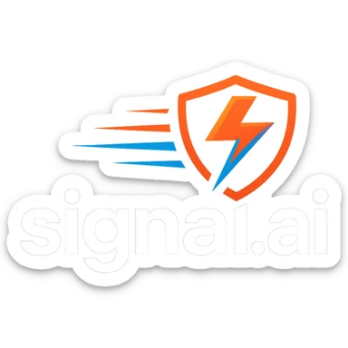 logo for signal.ai dashboard for first responders, text 'signal.ai' with a stylized lightning bolt and shield, modern, energetic, tech-inspired design sticker