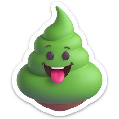 green poop emoji, playful and cartoonish sticker
