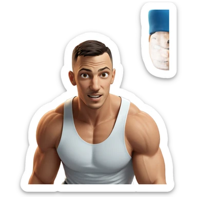 muscular boy in white tank sticker