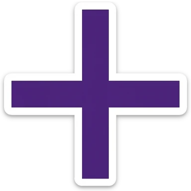 minimalist style bandera de la hispanidad, simplified version with only purple cross on white background, transparent background sticker