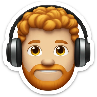 A vary fat ginger haired  guy with black headphones sticker
