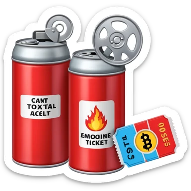 a can of gasoline and 2 tickets sticker